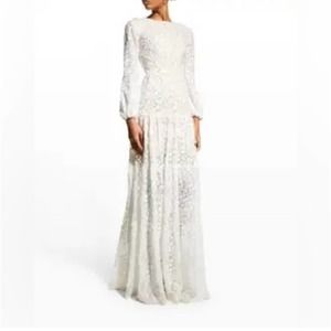 Dress The Population Size Medium Lyra Lace Maxi Dress White Wedding Tiered NWT